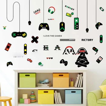 Игрова конзола дръжка стикер за стена, стая за електронни спортове, PVC плакат, самозалепващ се стикер за декорация на легло за игри