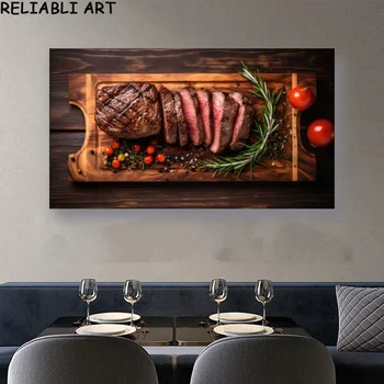 Скандинавски стил грил пържола храна плакат и печат платно живопис стена изкуство картини за кухня хол домашен декор без рамка