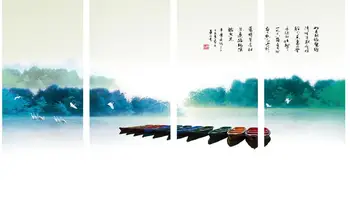MT0037 Китайски стил чайки на езерото печат изкуство платно плакат за хол декор Начало стена картина