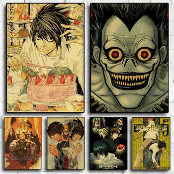 японски популярен съспенс аниме смъртоносна бележка ретро плакати платно живопис и отпечатъци стена арт картина за хол домашен декор