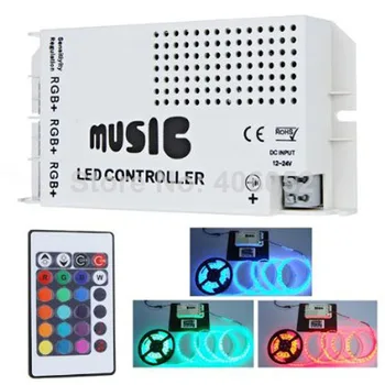 12-24V 24 клавиша Безжично IR дистанционно управление LED музикален звуков контрол RGB led контролер димер за RGB LED ленти