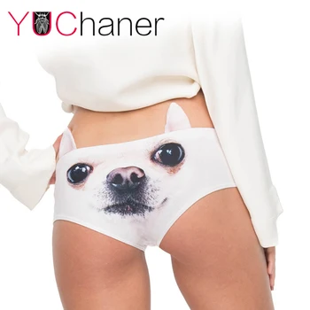 Търговия на едро 3D отпечатани животински кучета хипстъри чорапогащи секси бельо бикини жени с ухо bragas culotte femme