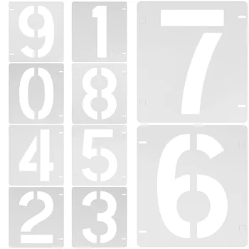 10 листа Пластмасови шаблони за рисуване Шаблони за рисуване Шаблони за многократна употреба Шаблони за номера Шаблони за пластмасови номера
