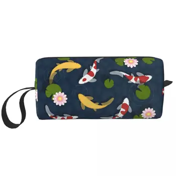 Японски Koi риба езерце голям грим чанта красота торбичка пътуване козметични чанти организатор за жени
