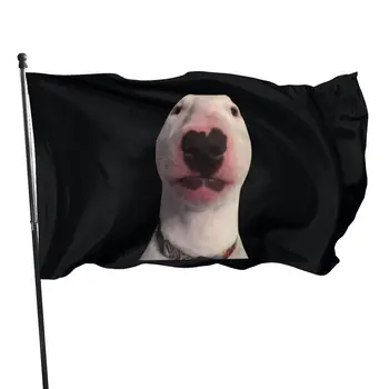 Walter Dog Meme Flag Black Double Stitched Смешни животински знамена Банери с месингови втулки Къща Вътрешна веранда Външни декорации