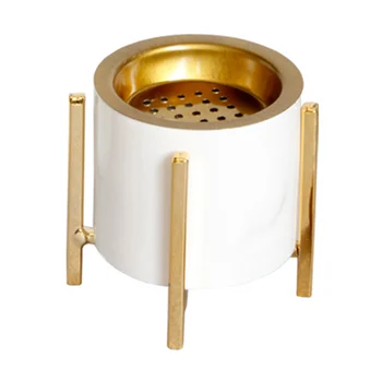 Домашен декор Модерна керамична горелка за тамян Ароматна печка със златна желязна стойка