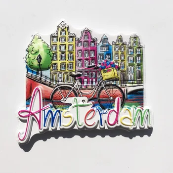 Магнит за хладилник Амстердам Street View Изящна декорация смола хладилник магнит туризъм сувенирни занаяти съобщение стикер