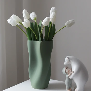 висок клас зелена керамична ваза декорация настолен цвете изкуство цвете подреждане цвете дизайн смисъл