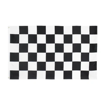 Черно бял площад кола състезания кариран флаг двойно зашити декоративни знамена с месингови втулки за парти вътрешен открит възрастен