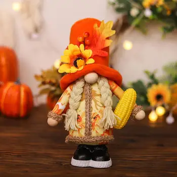 Maple Leaf Holiday Decor Gnome Table Decoration Colorful Faceless Dwarf Dolls Harvest Season Decorations for Home Farmhouse