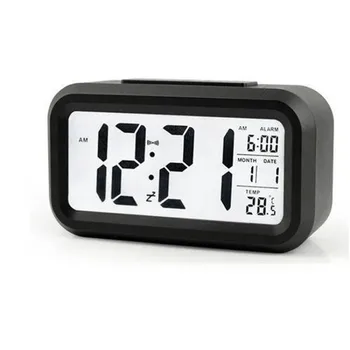 будилник цифров будилник LED време температура силен календар черен