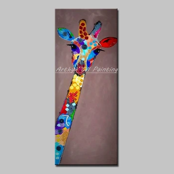  Arthyx, ръчно изработени абстрактни животински жирафи маслени картини върху платно, поп арт, модерна декорация на дома, картина за стена за хол, подарък