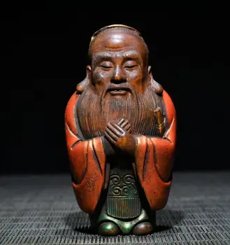 Archaize seiko Ръчно резбован чемшир Конфуцианска школа Основател Конфуций домакинска украса малка занаятчийска статуя