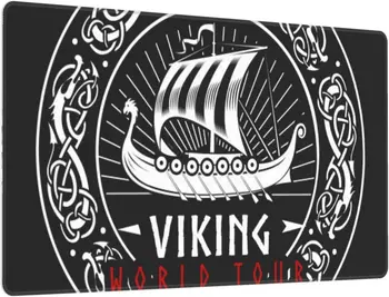 Viking Gaming Big Mouse Pad Viking Ship Rune Mousepad Stitched Edges Водоустойчива неплъзгаща се гума за офис работа 31 x 12 инча