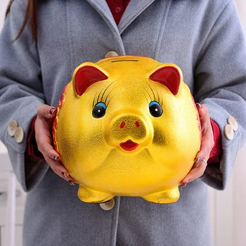 Луксозна златна керамична прасенце Piggy Bank Тайно съхранение Сватба Creative Paper Money Coin Money Box Скрита безопасна касичка за възрастни