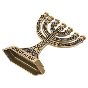 Традиционна Ханука Менора 7 клон Йерусалимски храм свещник Еврейски Израел Свещник Конус Свещник Златен