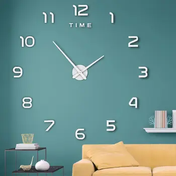 3D цифров голям стенен часовник Кръгъл показалец Часовници Модерен дизайн Начало Акрилен стикер Всекидневна Спалня Офис Направи си сам декорация