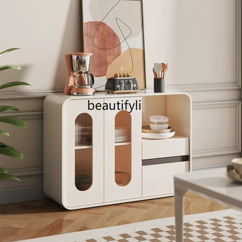 френски шкаф за бюфет каменна плоча модерен минималистичен хол крем стил светлина луксозен шкаф чай кабинет