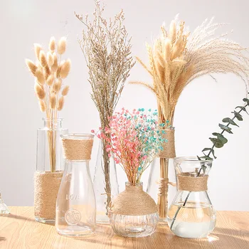 Creative прозрачна стъклена ваза модерна минималистична хидропонна ваза Nordic Home орнаменти ваза декорация сушени цветя ваза