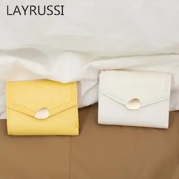 LAYRUSSI Моден бизнес кредитен портфейл дизайн сгъваема карта чанта жена притежател на карта PU кожа джобен портфейл за дами монета чанта
