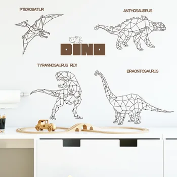 Cartoon личност геометричен динозавър детска стая декорация хол веранда разкрасяване стена стикери самозалепваща хартия