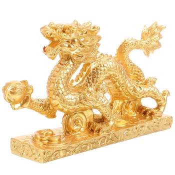 Реколта дракон орнамент десктоп симулация китайски дракон декор смола дракон злато цвят Нова година подаръци
