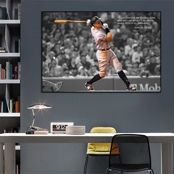 Бейзболна спортна звезда платно живопис Аарон съдия мотивационен цитат плакат и печат на картини за декорация на дома