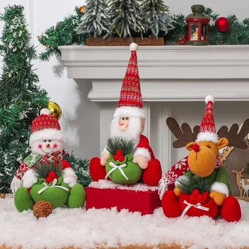 Скандинавски стил декоративен Дядо Коледа снежен човек лосове седяща кукла декорация статии Коледа прозорец декорация Коледа парти Oranment