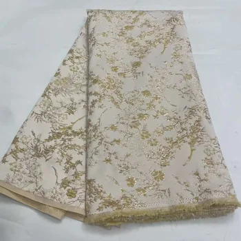 Златен брокат дантела плат с нов материал африкански плат жакард дантела за шиене DIY костюм пола рокля облекло материали