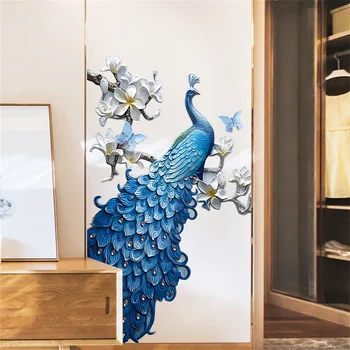 Водоустойчив стикер за стена Паун цвете модел самозалепващ се подвижен дизайн лесен за пилинг стик тапет декоративни стикери