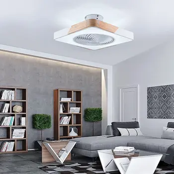 22 инча модерен квадратен сив/черен/бял акрилни абажур LED таван вентилатор с дистанционно управление за хол