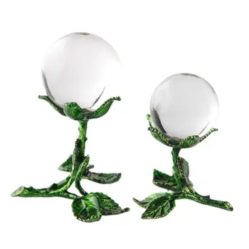 1Pcs метална кристална топка база творчески трайни цвете камък изложбена стойка деликатен зелена сфера глобус притежателя