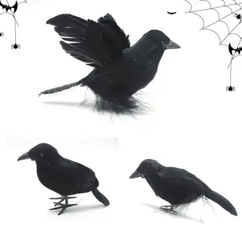 3Pcs/Set симулация Crow Decora Черна врана подпори Черна врана Хелоуин парти консумативи декорация