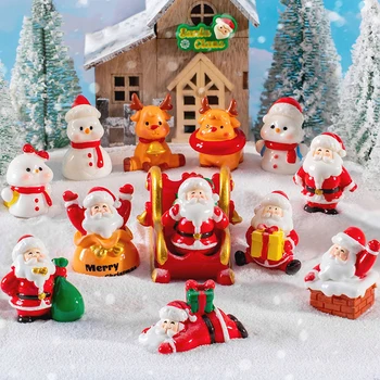 Коледен орнамент смола миниатюрни микро пейзаж бюро декорация елк Дядо Коледа орнамент за коледна декорация на дома