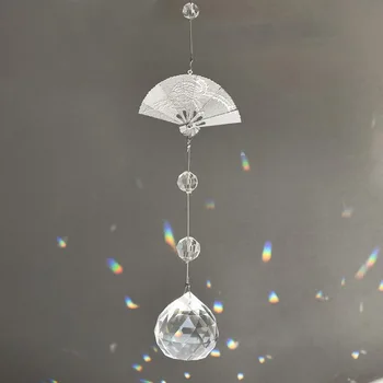1PC вентилатор кристална декорация висулка луна слънце ловец висящи кристални висулки вятър камбанки дъга направи си сам дома декор