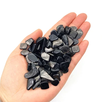 Красива 50g 3 размер естествен черен хиперстен чакъл камък кварц кристал минерални образец рок чип чакъл кварц кристали
