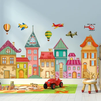 Creative самолет горещ въздух балон стена стикери, детска стая декорация и разкрасяване, спалня