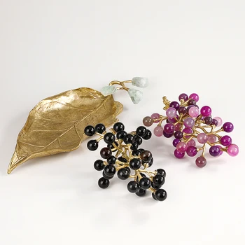 естествен кристал камък грозде орнамент месинг плодове плоча декор за домашна стая холна маса аксесоари луксозен ахат бонбони плоча