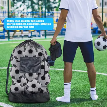 Mesh футболна топка чанта изключително голям шнур баскетбол чанта за съхранение с цип джоб волейбол футбол нетна пакет фитнес чанти