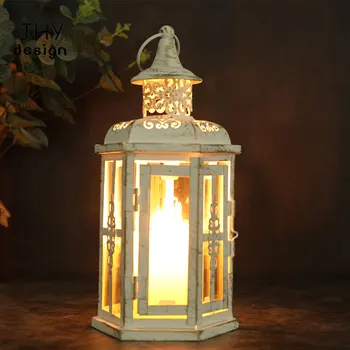 Декоративен фенер за свещи-10inch висок реколта стил висящ фенер метален свещник за вътрешни събития на открито и сватби