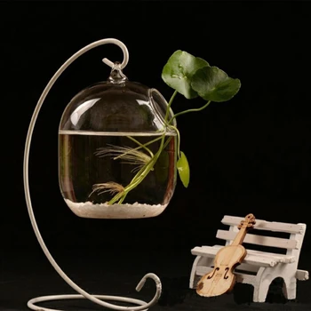 Окачена прозрачна висяща стъклена риба за резервоар бутилка аквариум цвете растение ваза цвете ваза за декорация на дома