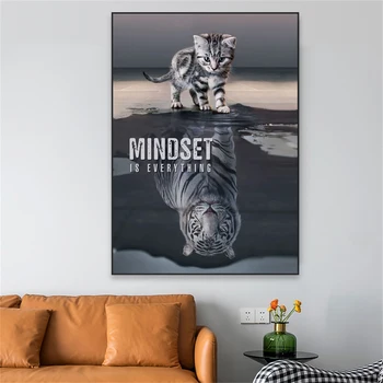 Мотивационен цитат Арт плакат Мисленето е всичко Отпечатва животински стенен арт плакат Класически офис Стенно изкуство Платно Живопис