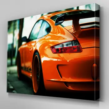 Neon Orange GT Sport Car Cuadros HD декоративни плакати Картини за стена Картини от платно Спалня Домашен декор