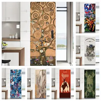 Дърво на живота маслена живопис стикер за хладилник графити самозалепващи винил тапети кухня хладилник Decal дома изкуство декор