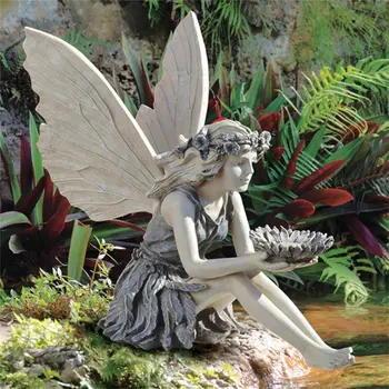 2024 Красив ангел за градинска смола скулптура реалистична фигура статуя на открито декорация хол декорация бърза доставка