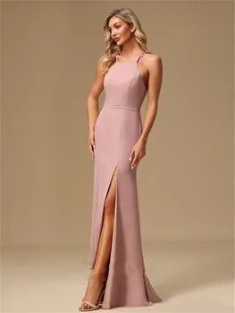 2023 Елегантни русалка абитуриентски рокли за жени Секси Bodycon оглавник илюзия без гръб просто официално парти сватба знаменитост рокли