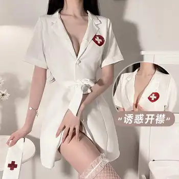 Нови жени секси v-образно деколте ролева игра медицинска сестра бельо рокля отворен чатала fliter костюми възрастни дама голи fliter cos дрехи за секс