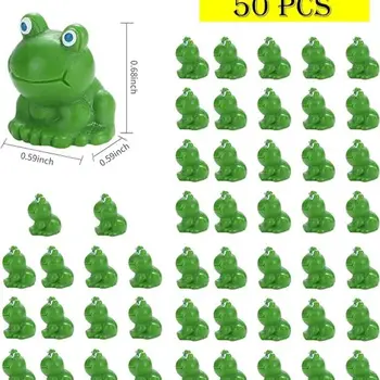 50Pcs мини жаба градина декор зелена жаба фигурки миниатюрни дома декор малки пластмасови жаби фея градина декор