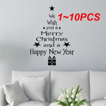 1 ~ 10PCS Весела Коледа прозорец стена стикер Нова година творчески Decals водоустойчив благословия коледно дърво домакинска украса