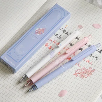 3pcs / кутия Kawaii Sakura гел писалки черно мастило подпис писалка неутрални писалки за писане корейски канцеларски училище офис консумативи